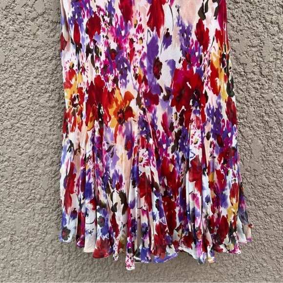 Lauren Ralph Lauren Womens Silk Spring‎ Dress Lined Floral Red Size 6 - Picture 3 of 10